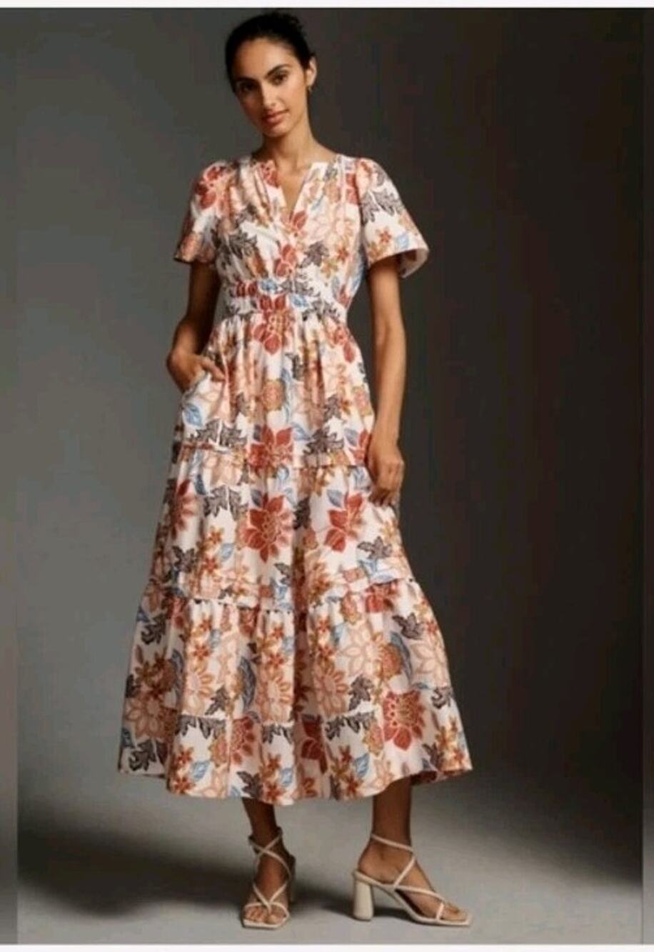 Anthropologie The Somerset Maxi Dress In Bontanical Motiff Size XL